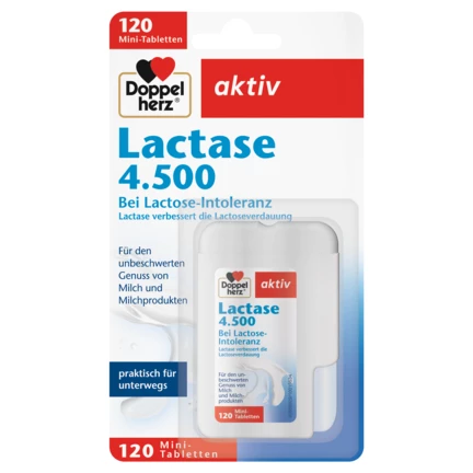 Abbildung der Produktverpackung Doppelherz aktiv Lactase 4.500 Frontansicht